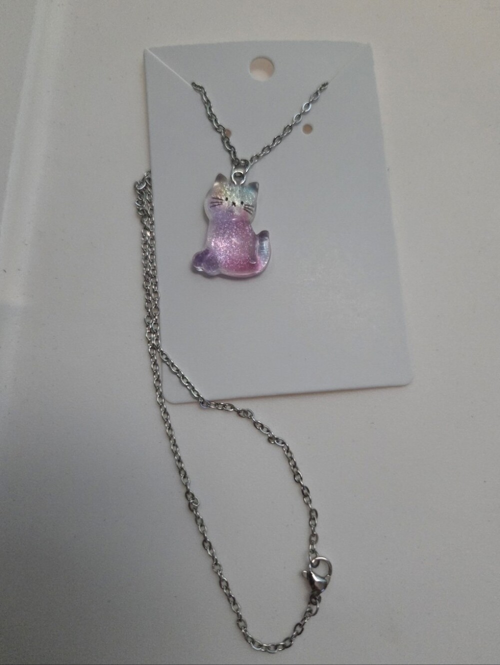 Cute Pink-Purple Cat Pendant Necklace